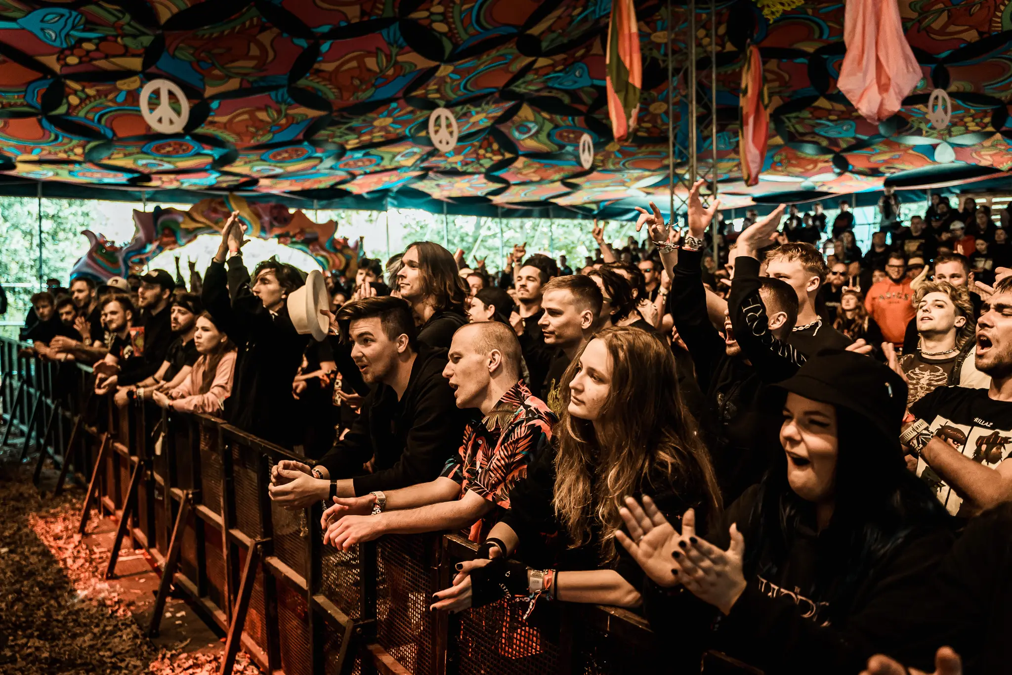 Fans at the barrier cheering, Rock for People 2025